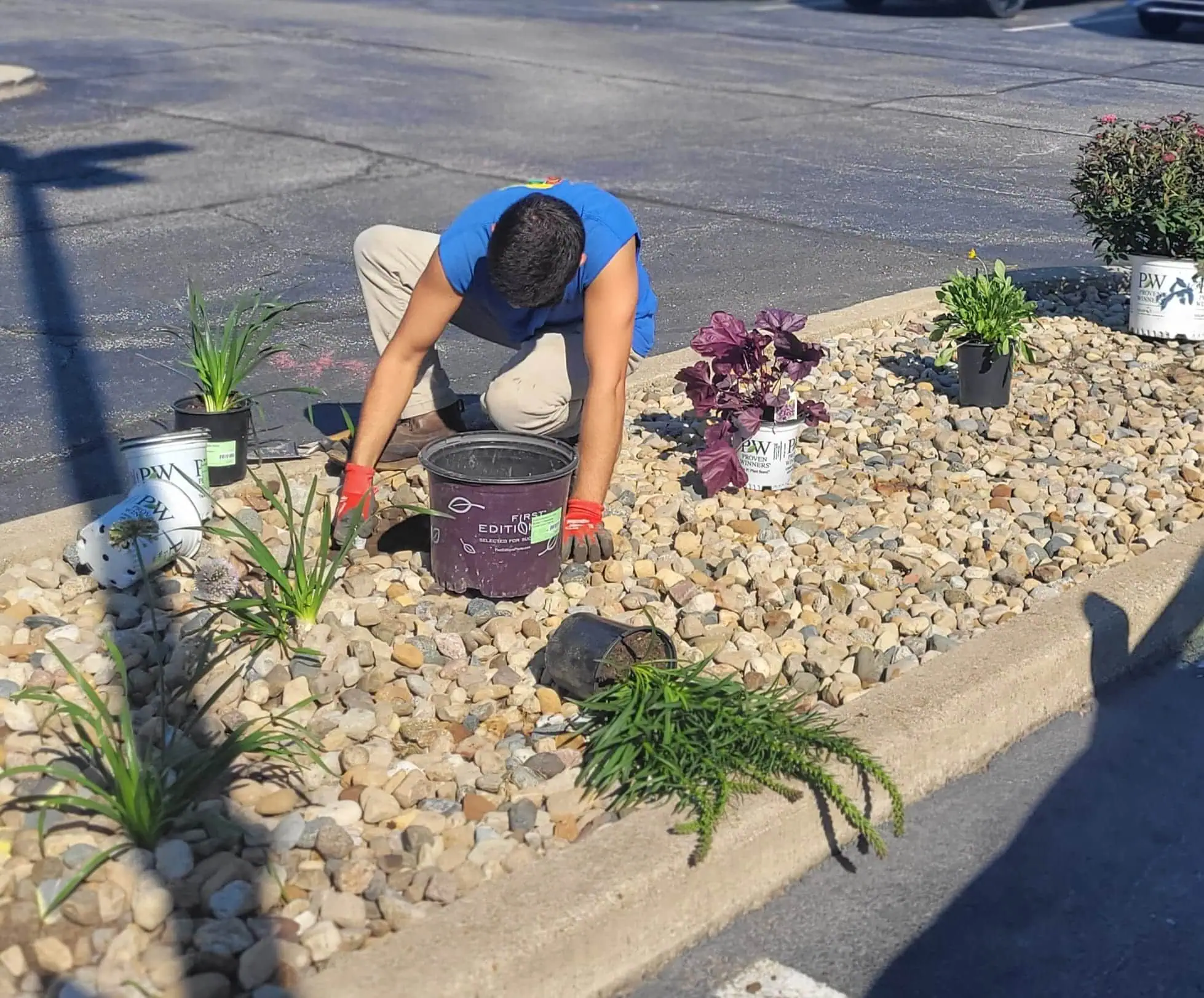 David's Lawn Care crew completing a landscaping project in Valparaiso, IN